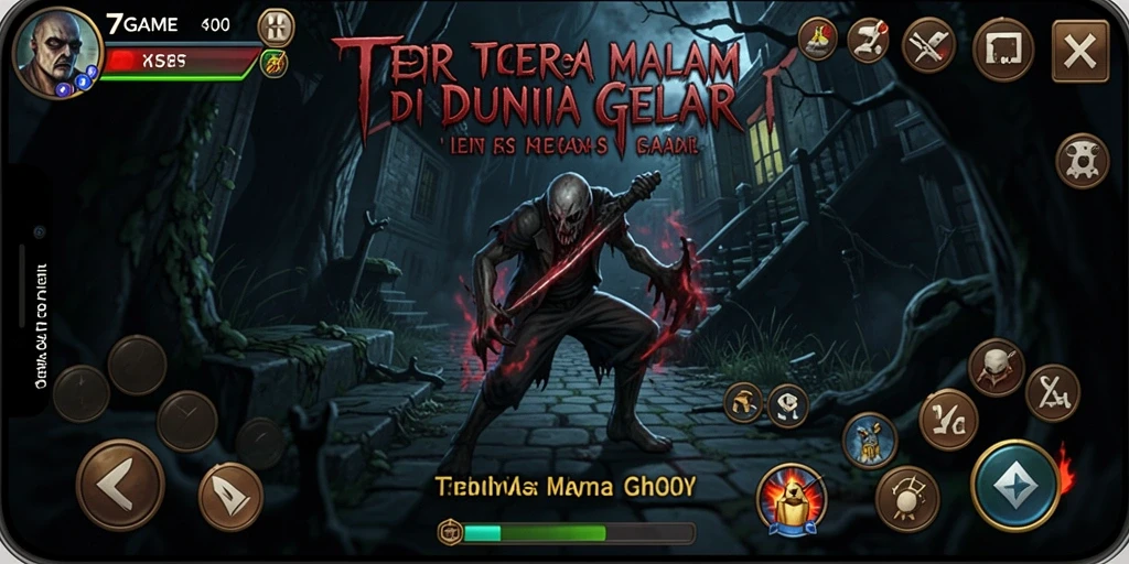 Tampilan gameplay menegangkan dalam 7GAME dengan suasana Horror yang kelam.