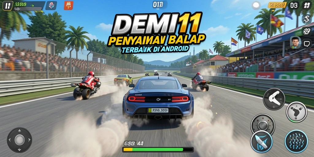 Tampilan gameplay balapan yang seru di DEMI11.