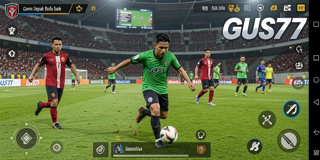 Tampilan gameplay GUS77 yang menarik dengan aksi sepak bola yang seru.