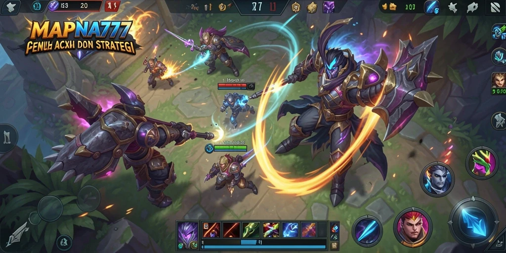 Tangkapan layar yang menunjukkan pertarungan intens dalam gameplay MOBA.
