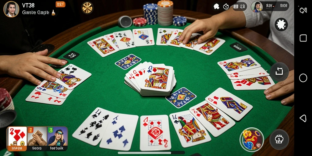 Tampilan screenshot gameplay VT38 dengan kartu Gaple yang seru.